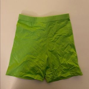 Neon green biker shorts